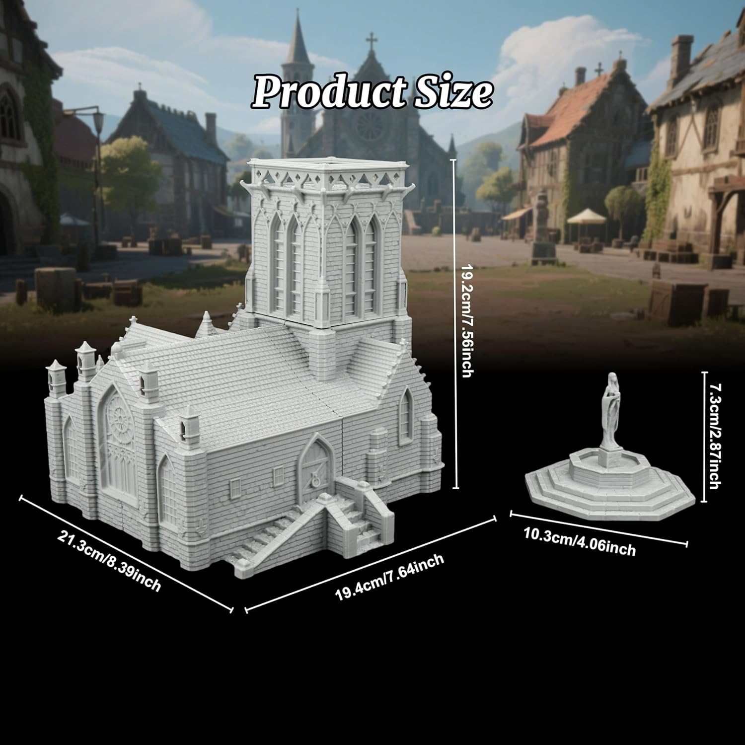 AUSPDICE DND Terrain Sacred Church Set – 7-Piece RPG Building Kit for Tabletop Roleplaying Games, Compatible with 28mm Figures Dungeons and Dragons Map and TTRPG Accessories-AF1089