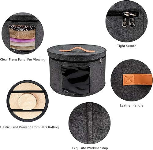 Miniatura 4 de Caja de almacenamiento grande para sombreros para mujeres y hombres, organizador de sombreros de 16 pulgadas de profundidad x 10 pulgadas de alto,