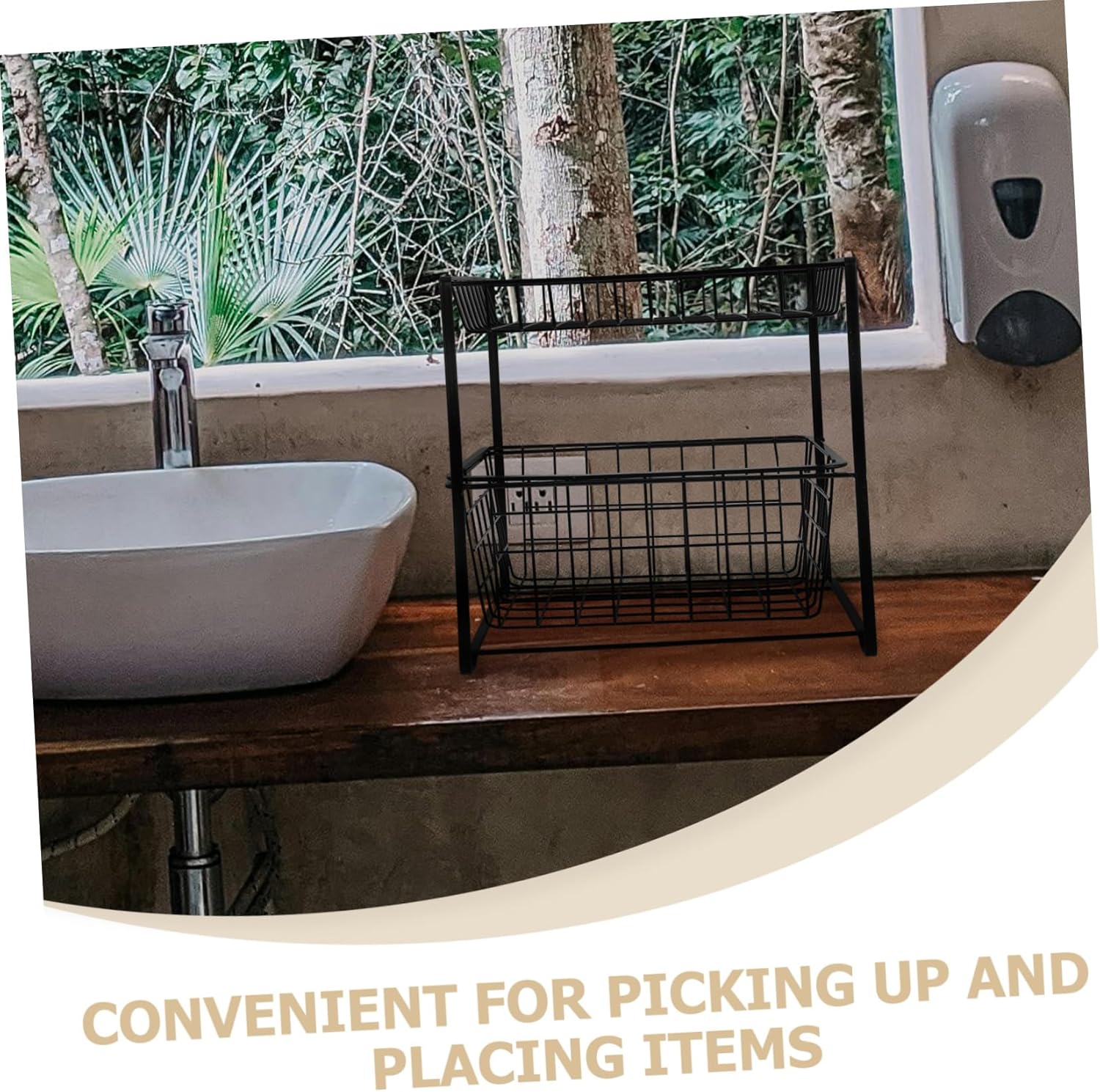 Garneck under Sink Organizer Shelf for Kitchen and Bathroom Multi-functional Storage Easy Access and Simple Installation and Sturdy Design for Cleaning Supplies and Essentials