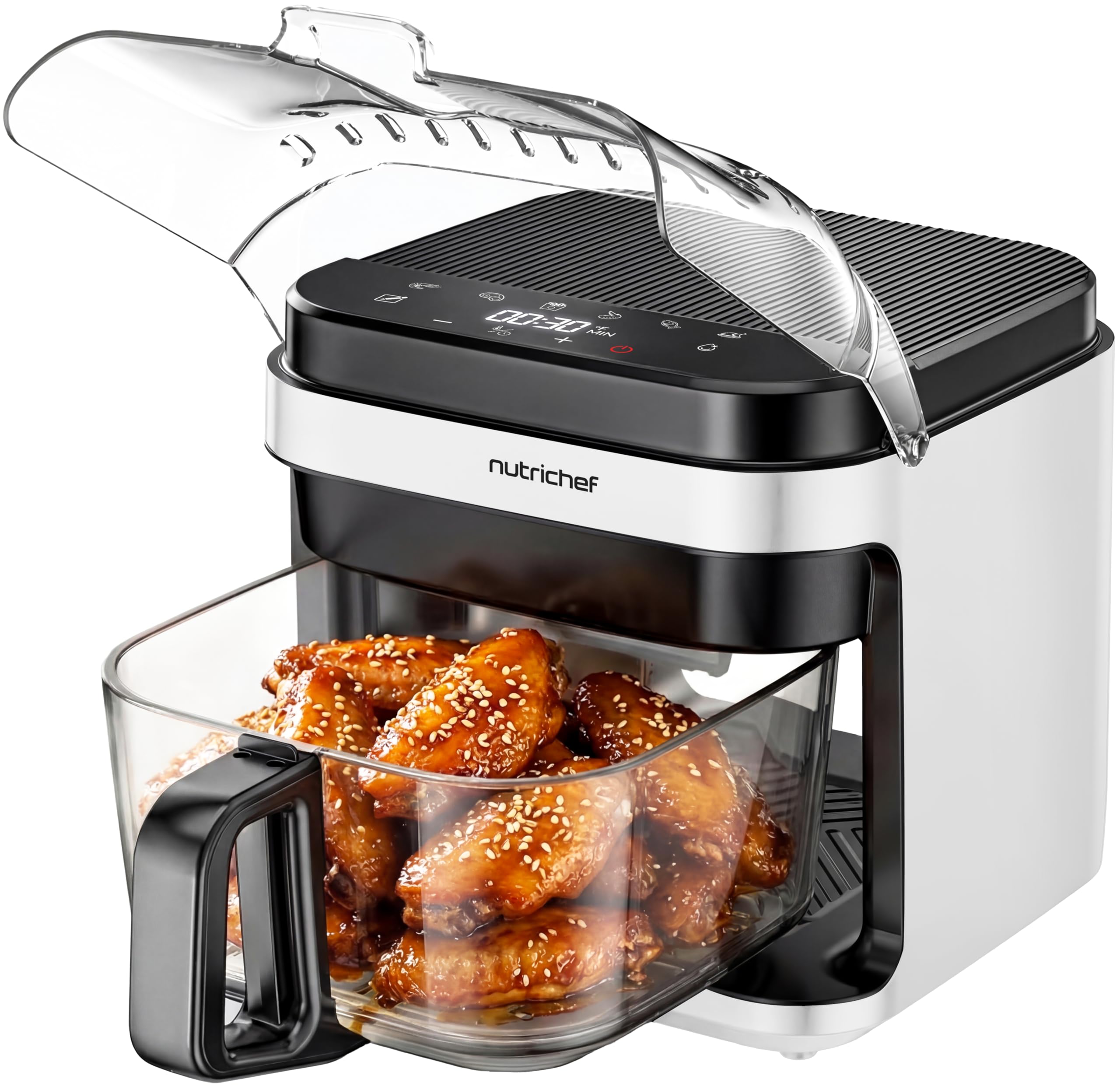 NutriChef 5.8 Quart Glass Air Fryer