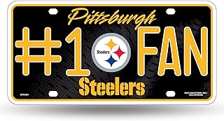 Rico Industries NFL Football Pittsburgh Steelers #1 Fan Metal Auto Tag