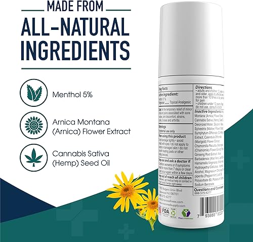 Miniatura 6 de MARS WELLNESS MG+ - Rollo de enfriamiento para aliviar el dolor (3 onzas), rollo de árnica de acción rápida en mentol, magnesio y árnica al 5 %,