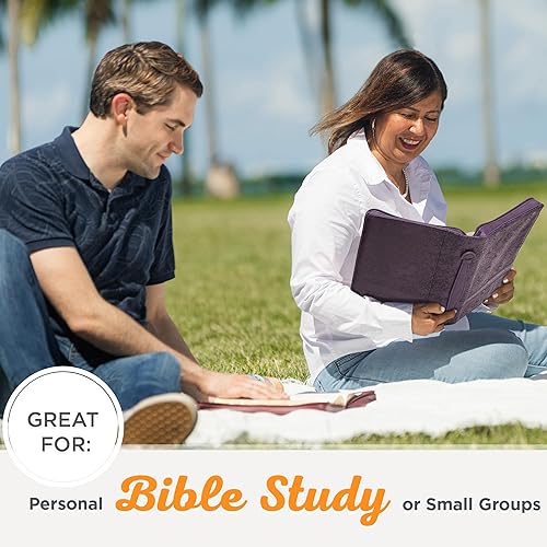 Miniatura 9 de Christian Art Gifts Funda para Biblia de moda para mujer, diseño de filipenses 413, piel sintética floral púrpura (mediana)