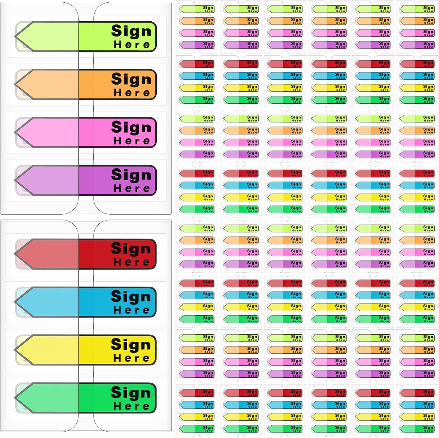 Tatuo 4800 Pcs Sign Here Tabs Colored Flag Stickers Self-Stick Notes 8 Colors with Dispenser Arrow Flag Easy to Post for Notary Books Paper (Sign Here)