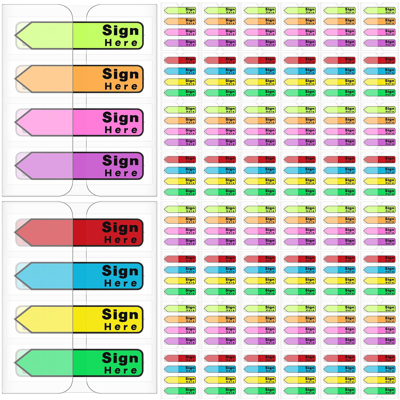 Tatuo 4800 Pcs Sign Here Tabs Colored Flag Stickers Self-Stick Notes 8 Colors with Dispenser Arrow Flag Easy to Post for Notary Books Paper (Sign Here