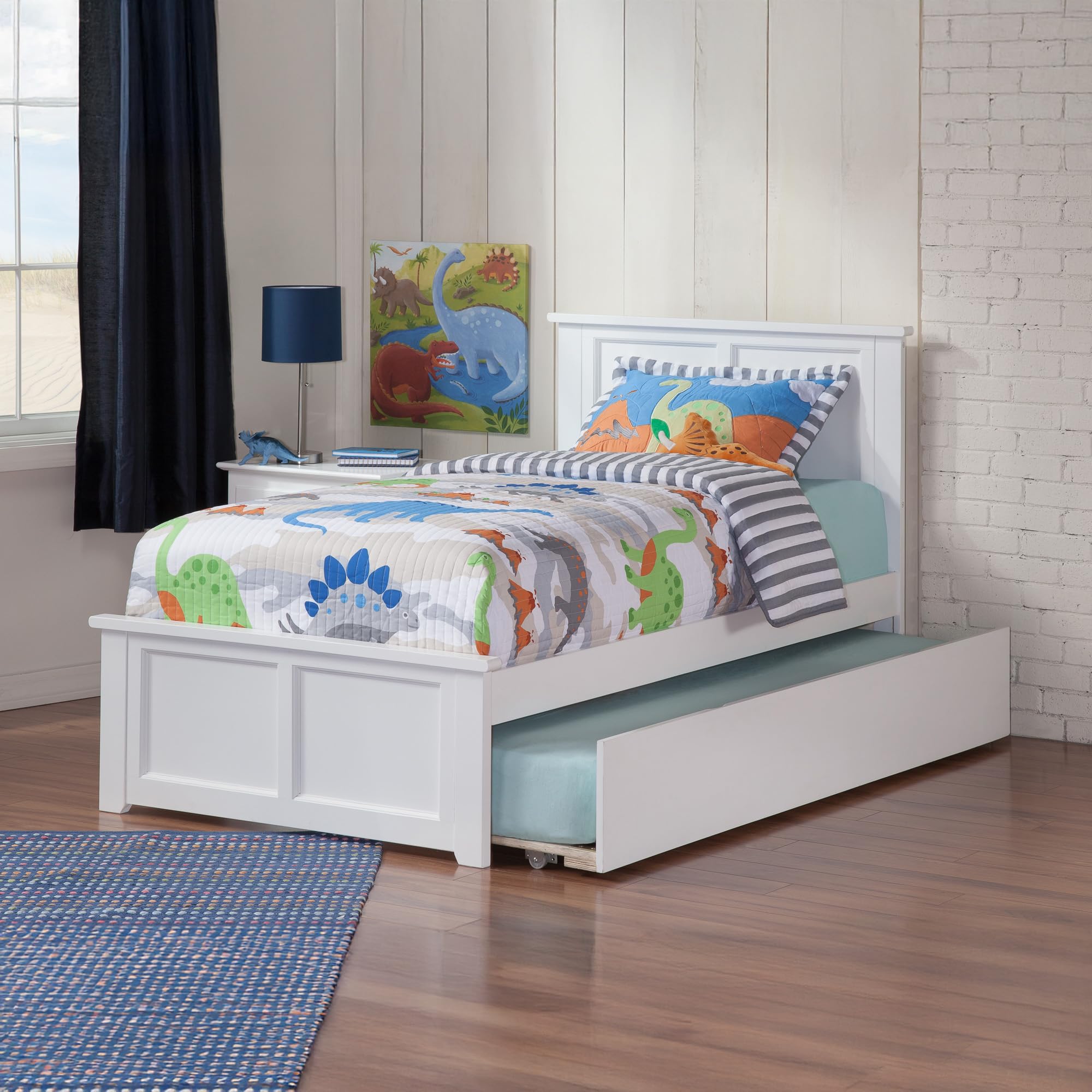 AFI Madison Twin XL Platform Bed with Footboard & Twin XL Trundle in White