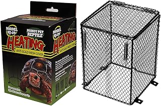 Wadoy Reptile Heater Guard, 𝐇𝐞𝐚𝐭 𝐋𝐚𝐦𝐩 𝐋𝐢𝐠𝐡𝐭 𝐂𝐚𝐠𝐞 for Reptile, Heating Anti-Scald Burn Protective Lampshade Mesh Cover, Day Night Ceramic Light Bulb Heater Guard, Cubiod