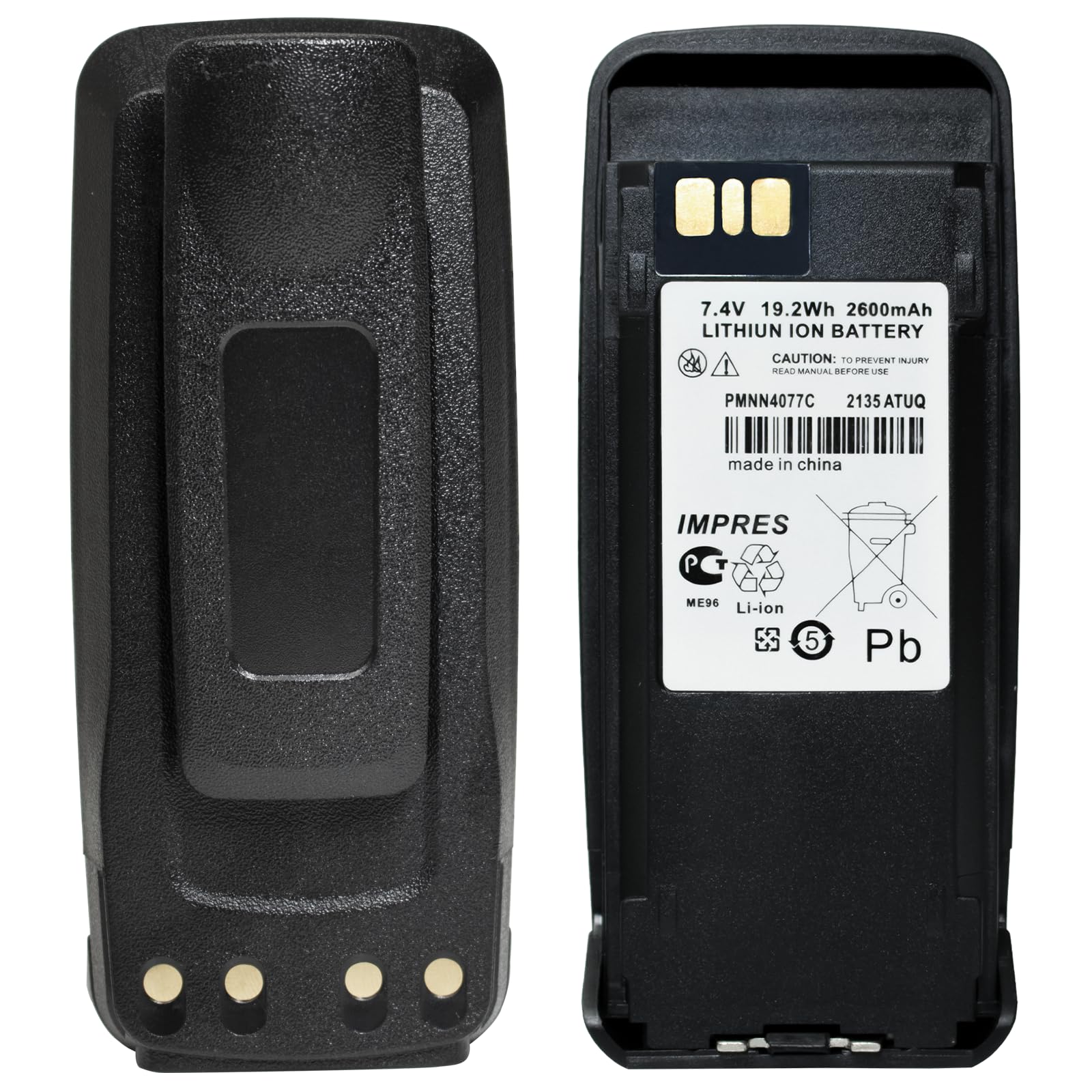 Teseko 5 Pack PMNN4077C PMNN4066A 2600mAh Li-ion Battery Compatible for Motorola XPR6300 XPR6350 XPR6550 XPR6580 XPR6500 XPR6100 XPR6380 DP3400+Belt Clip