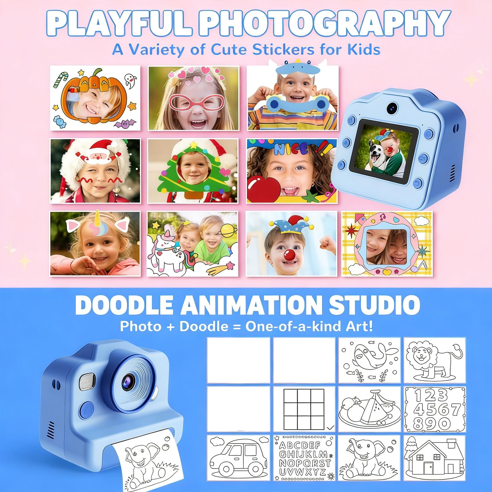 Memoria espandibile per fotocamera digitale per bambini Doppia lente Chiarezza e ricarica USB per fotografie lunghe e versatilità Fotocamera per bambini