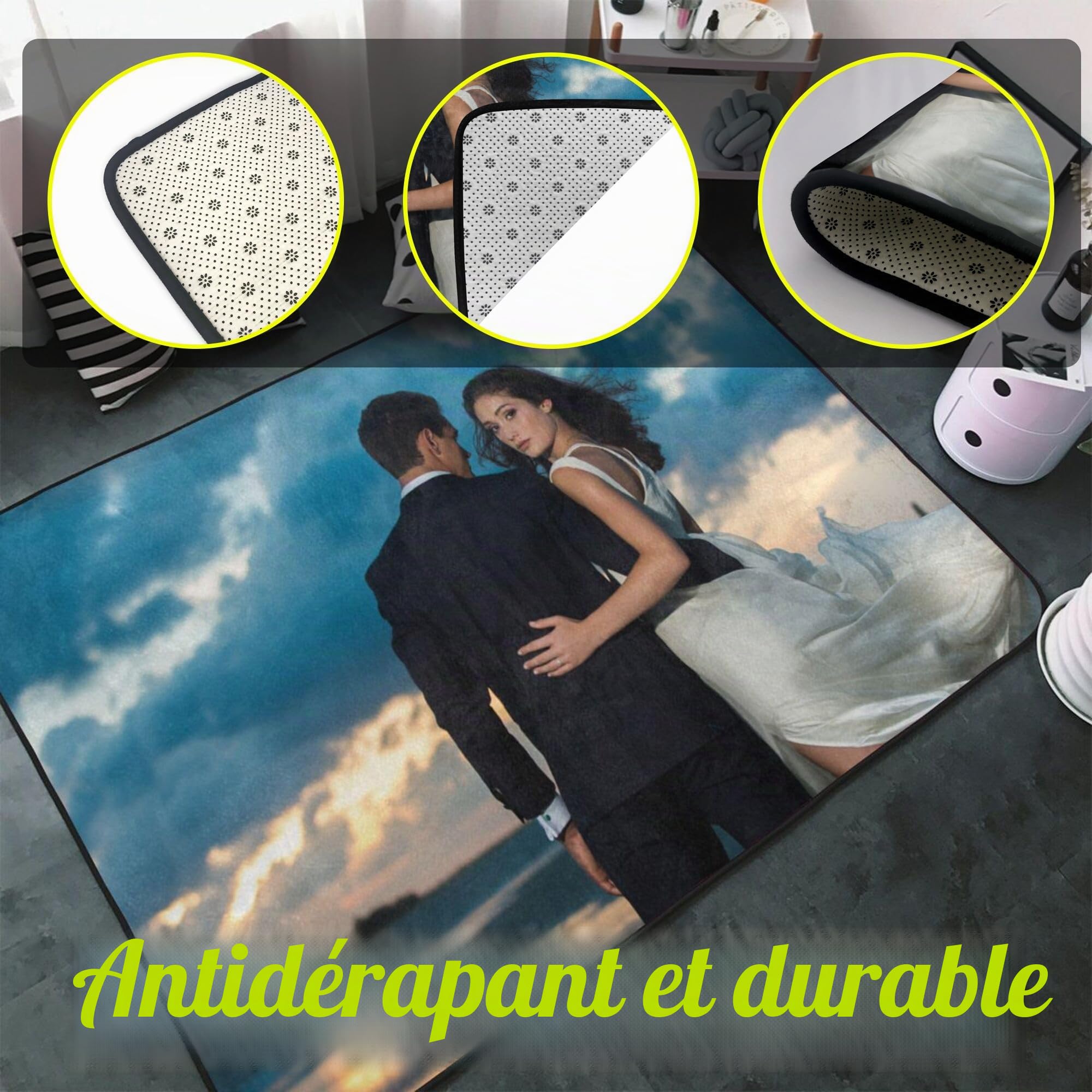 Tapis personnalisé, Tapis personnalisé pour votre propre zone, lavable, tapis personnalisé super doux pour salon, tapis en flanelle avec photos et texte pour chambre à coucher, bureau - 160 × 120CM