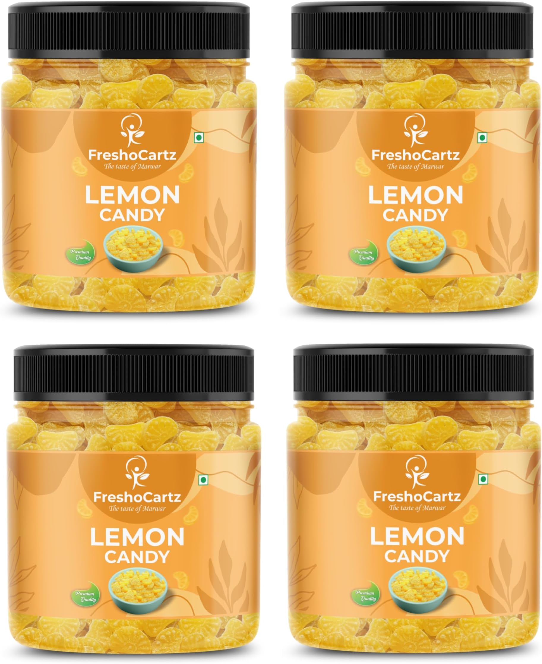 Lemon Flavoured Candy | Sweet candy | Candy for Kids | Candy Mouthfreshner - Jar Pack (Lemon Candy, 400g (Pack of 4))