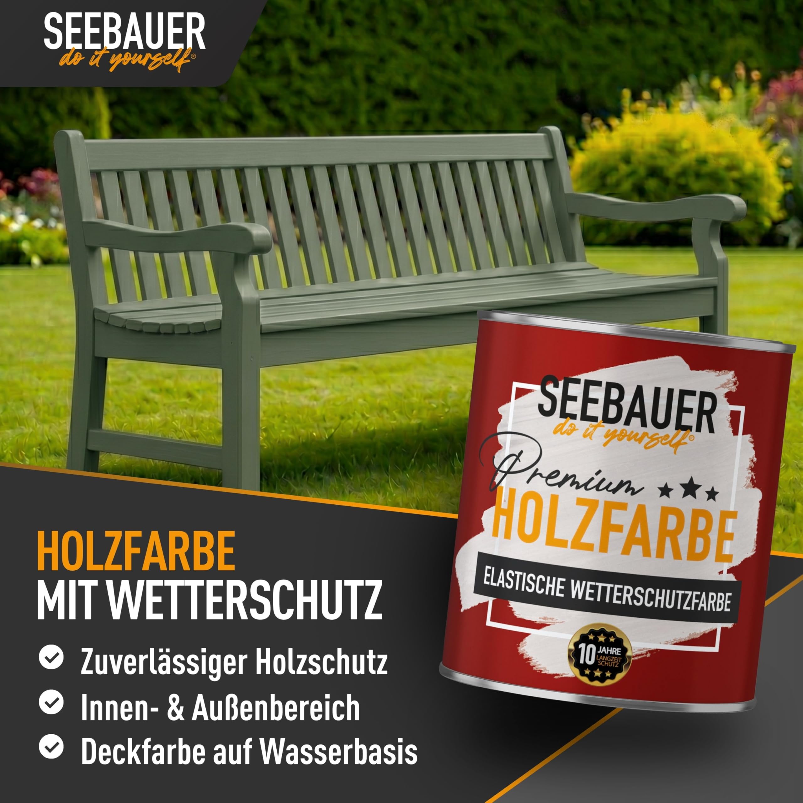 Holzfarbe Grün 750ml für Innen & Außen (No. 760 Nordic Wood) Hoch deckende Wetterschutzfarbe - 10 Jahre Langzeitschutz für Gartenhäuser, Holzzäune & Holzverkleidungen