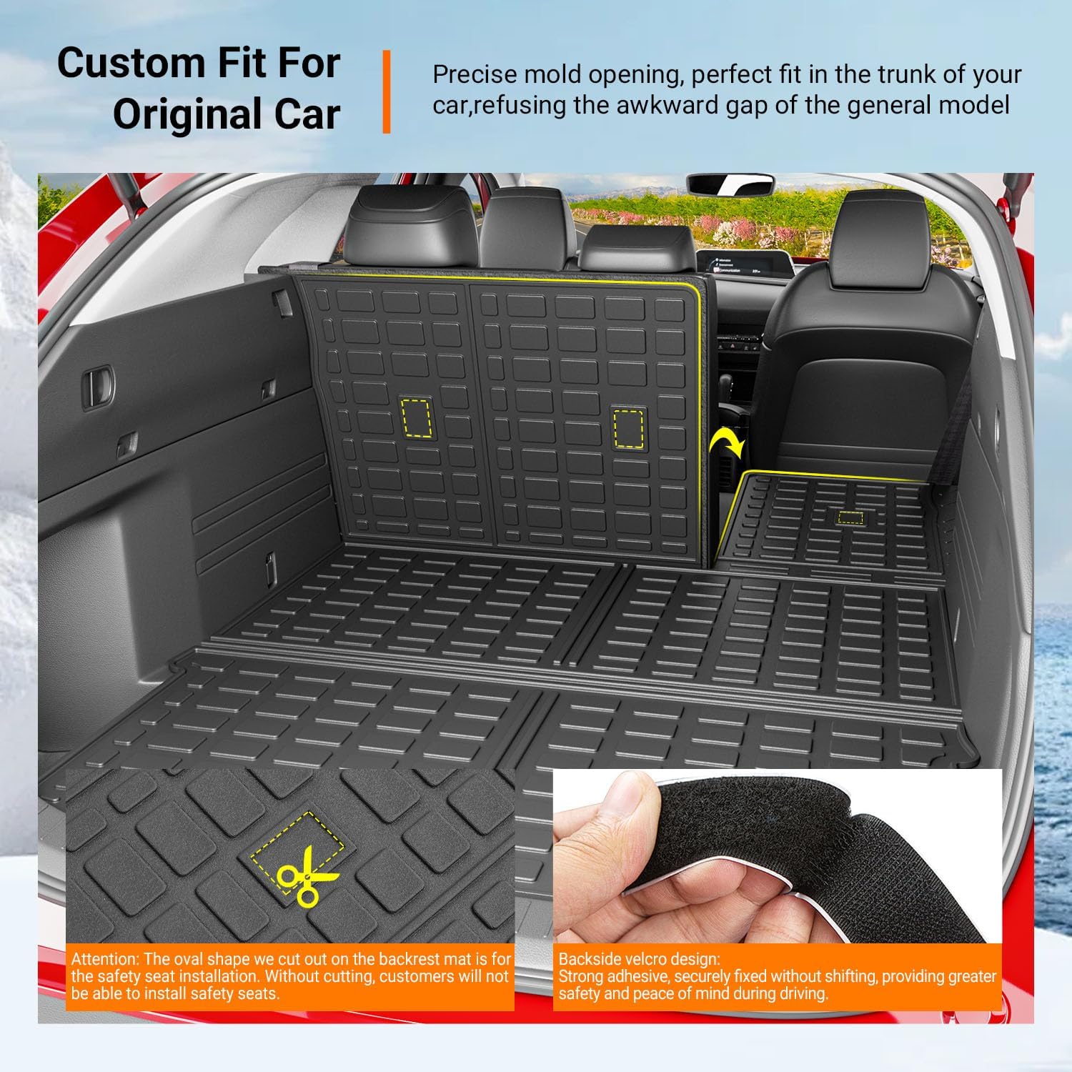 powoq Floor Mat Compatible with 2023-2025 Mazda CX-50 Cargo Mat Trunk Mat TPE Cargo Liner Rear Backrest Liner Replacement for 2023-2025 Mazda CX50 Accessories (Floor Mat+Trunk Mat+Backrest Liner) - Image 2