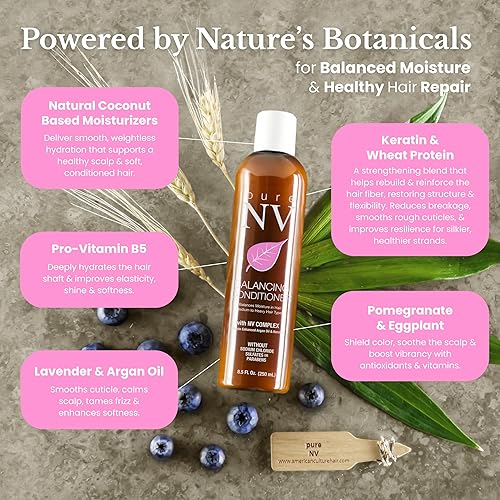 Miniatura 6 de El acondicionador equilibrador equilibra los niveles de humedad e intensifica el brillo, hecho de vitaminas y minerales naturales, queratina,