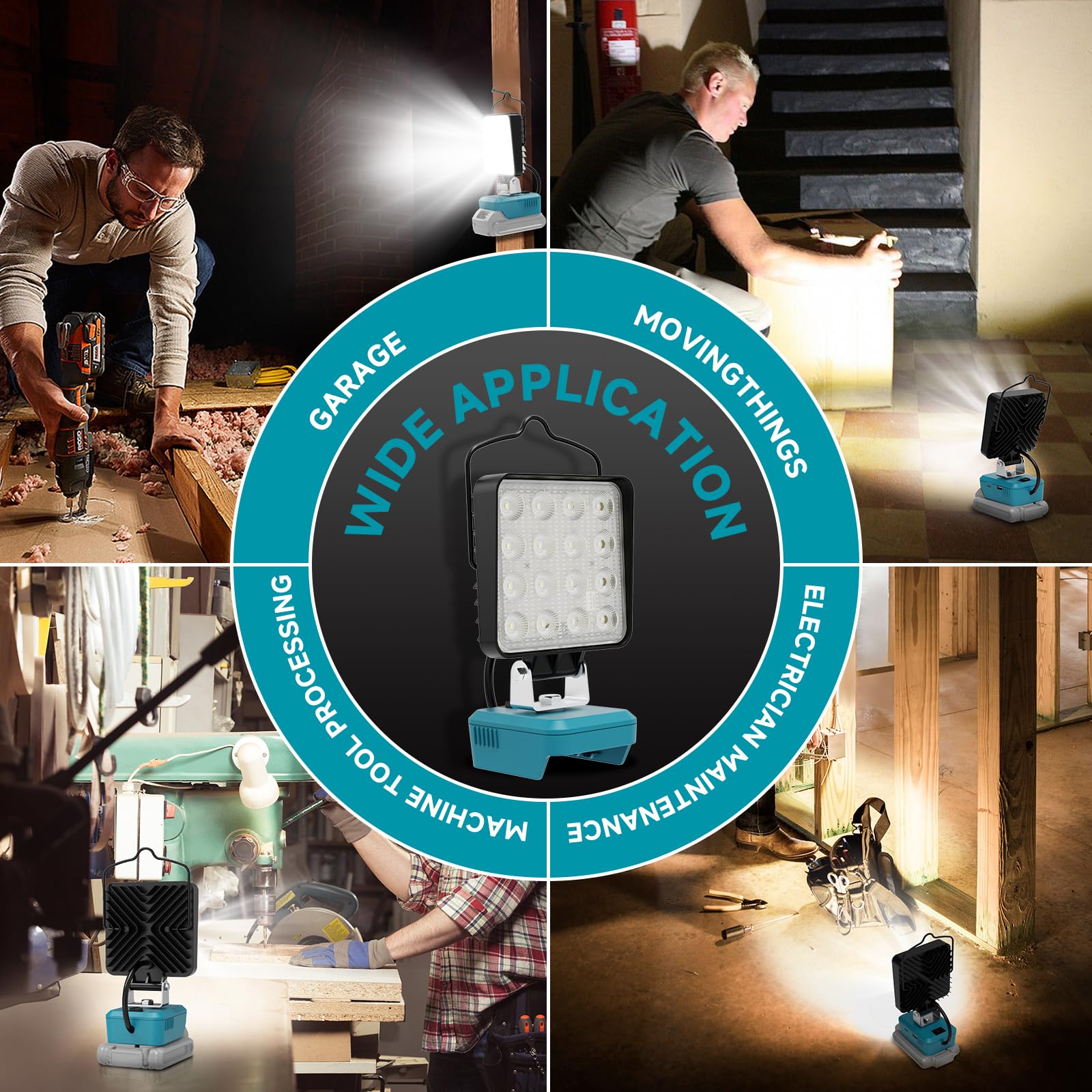 LED-Arbeitsleuchte für Makita 18 V Akku, Akku-Licht für Makita 18 V Werkzeuge, tragbare Outdoor-Flutbeleuchtung, 2 Stück