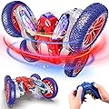 OVV Spider RC Stunt Car - 360° Rotating 4WD Remote Control Toy with Lights & Spray, 2.4Ghz Rechargeable Off-Road Car for