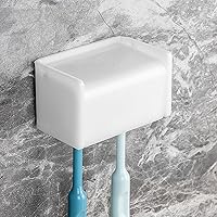 Vista 18 de Soporte para cepillos de dientes montado en la pared con cubierta para baño, 2 ranuras organizador de almacenamiento de cepillos de dientes para Gris
