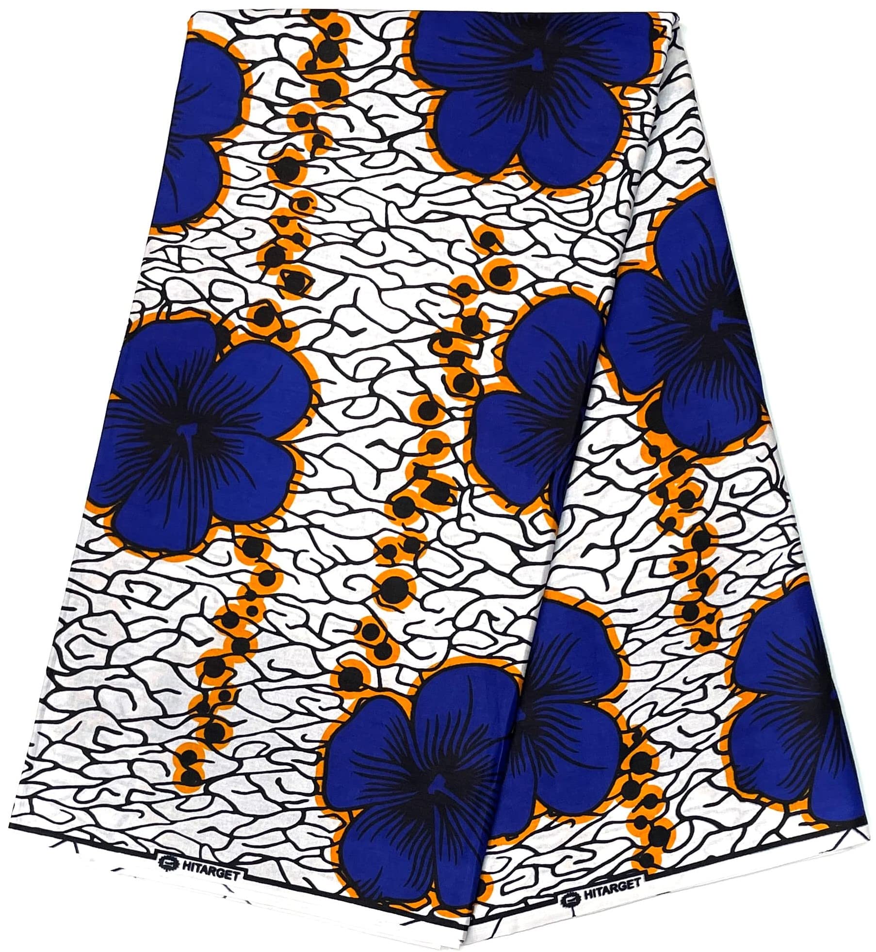 Tissu Wax Africain Ankara Hitarget - Imprimé Cire, Coton, Motif Noir/rouge/jaune, Vendu Au Mètre