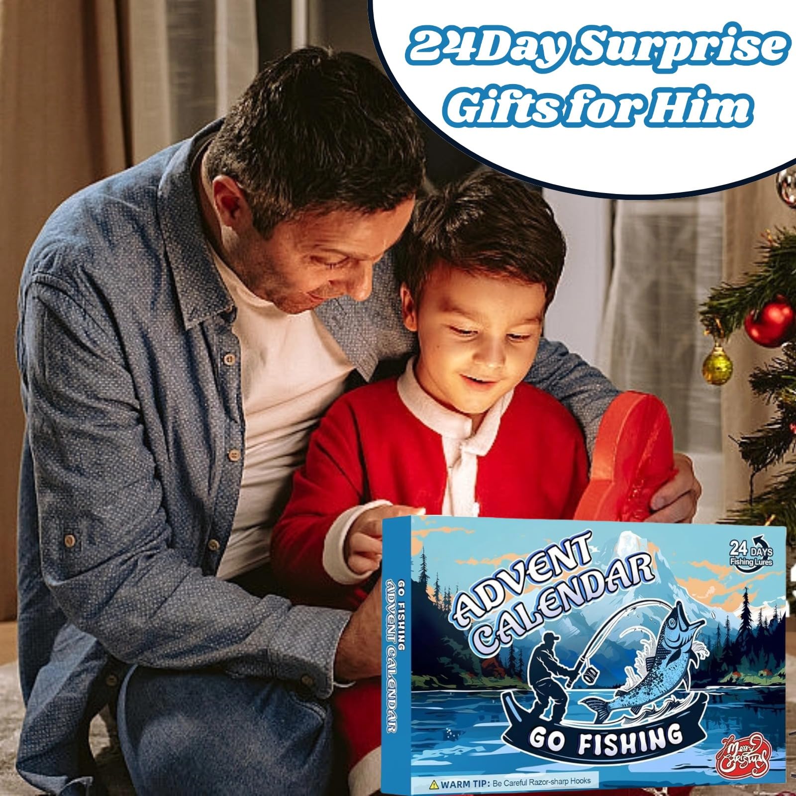 Calendario dell'Avvento di Natale, kit di attrezzi da pesca e esche 24 in 1, calendario del conto alla rovescia di Natale, regalo a sorpresa di Natale | Leroy Merlin