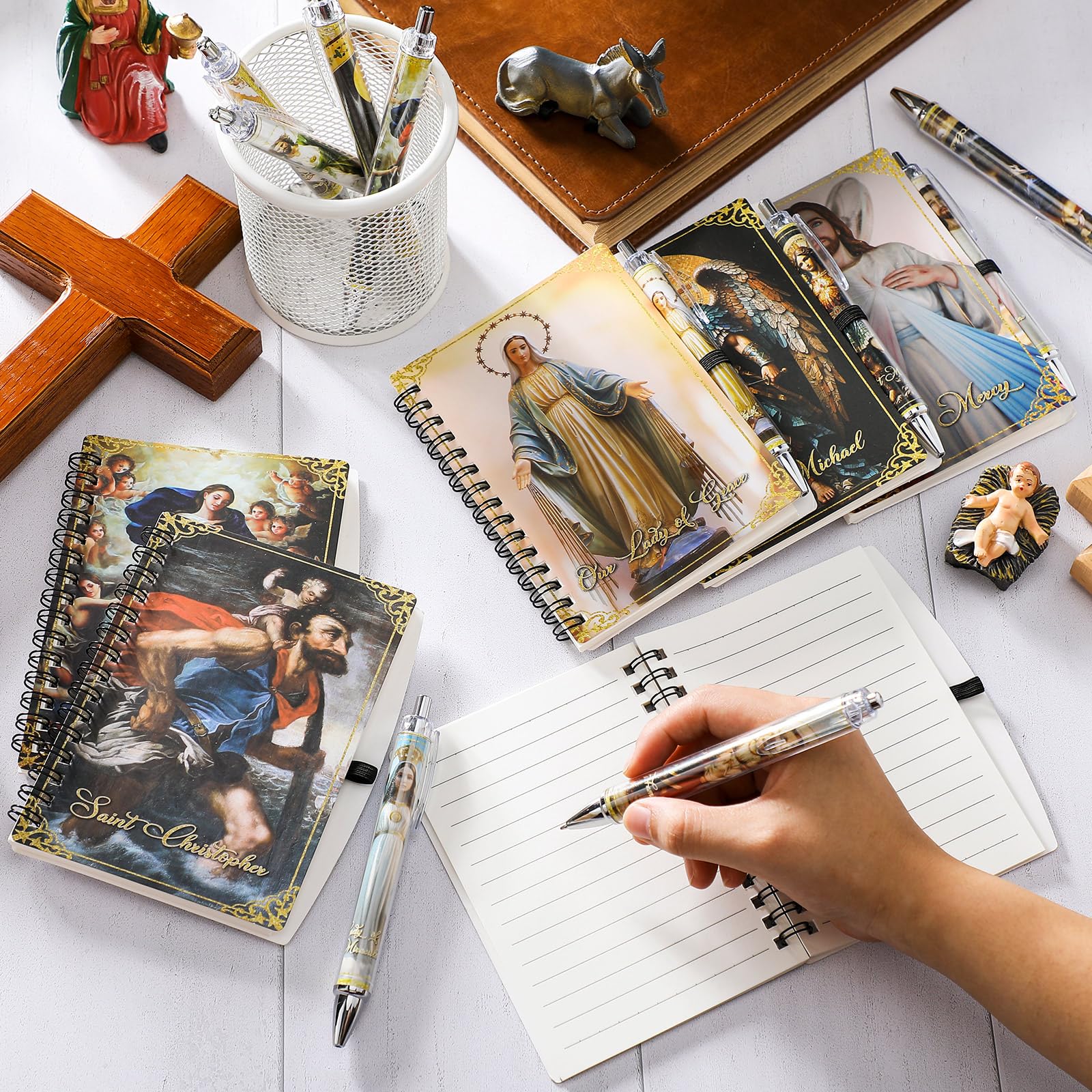 60 quaderni a spirale per preghiera cattolica, con penna, per battesimi, regali di Natale, per membri della chiesa, bibbia, gruppi di studio, famiglie (classico)