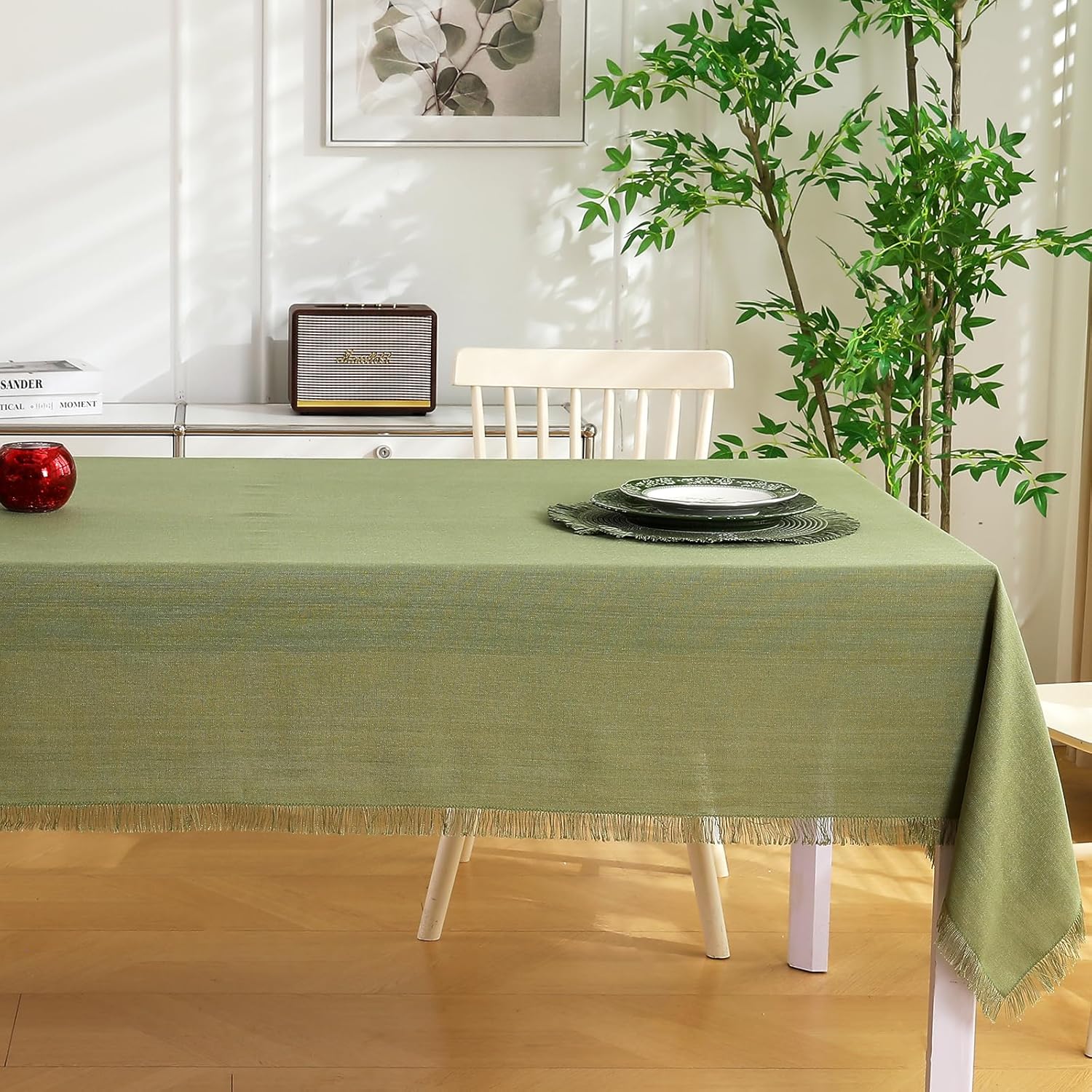 Table Cloth Rectangle Table-Rustic Cotton Tablecloth Craft Fringed Farmhouse Table Cloths for Kitchen Dining (55x120 Inch, Black)