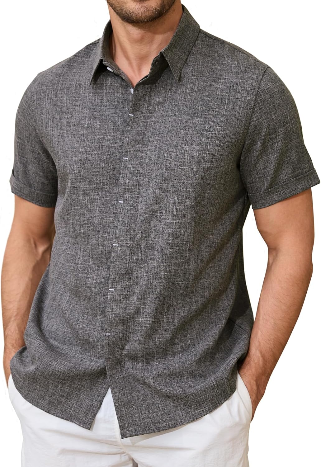 Men’s Short Sleeve Button Down Shirt Casual Stylish Lightweight Beach Shirt for Men Summer Vacation Dress Shirts