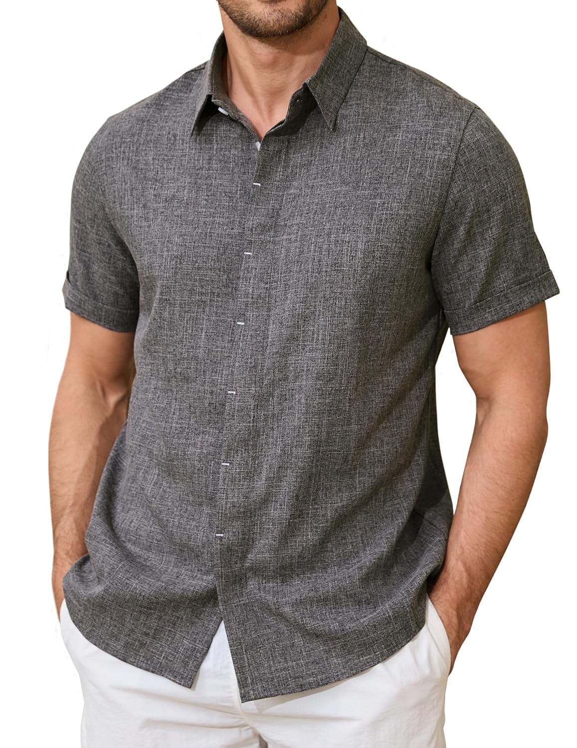 Mens Short Sleeve Button Down Shirt Casual Stylish Lightweight Beach Shirt for Men Summer Vacation Dress Shirts