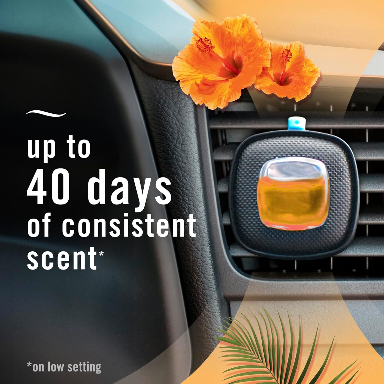 Febreze Car Odor-Fighting Air Freshener Vent Clip, Hawaiian Aloha, 1 count, .06 oz 0.06 Fl Oz (Pack of 1) image 4 of 7 B00JFX9X2Y