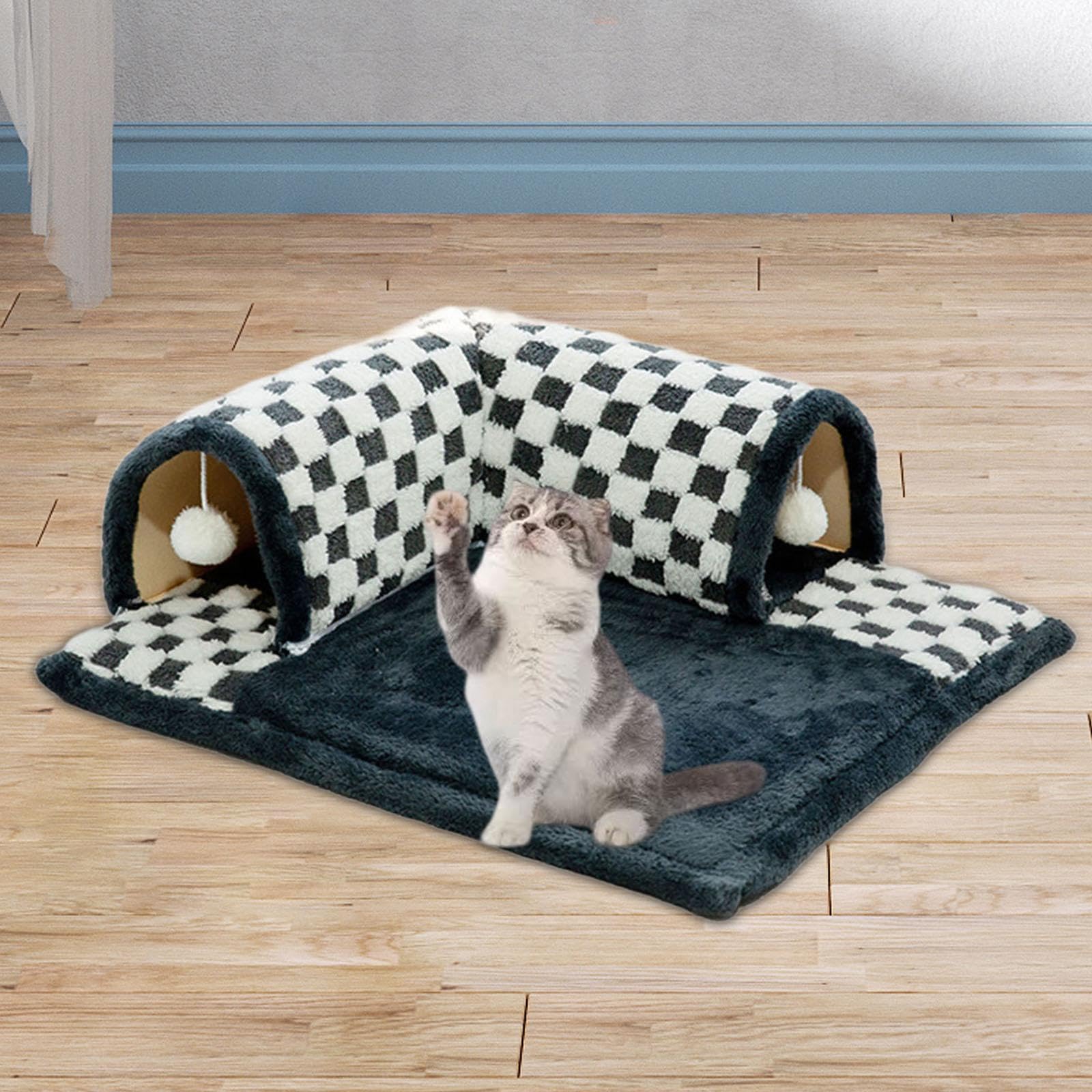 Tunnel de Jeu pour Chat Mignon, Tapis de Jeu pour Chat, Tunnel de Jeu pour Furet, Tunnel de Jeu pour Lapin, Centre de Jeu Interactif D'intérieur, Noir L