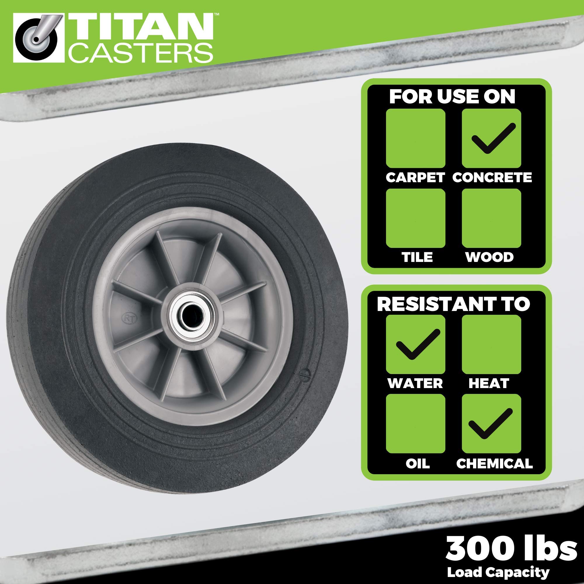 Flat Proof Replacement Wheel - 10-Inch - 300 lb. Load Capacity - For use on Wagons, Carts, & Many Other Products — Amazon image 4