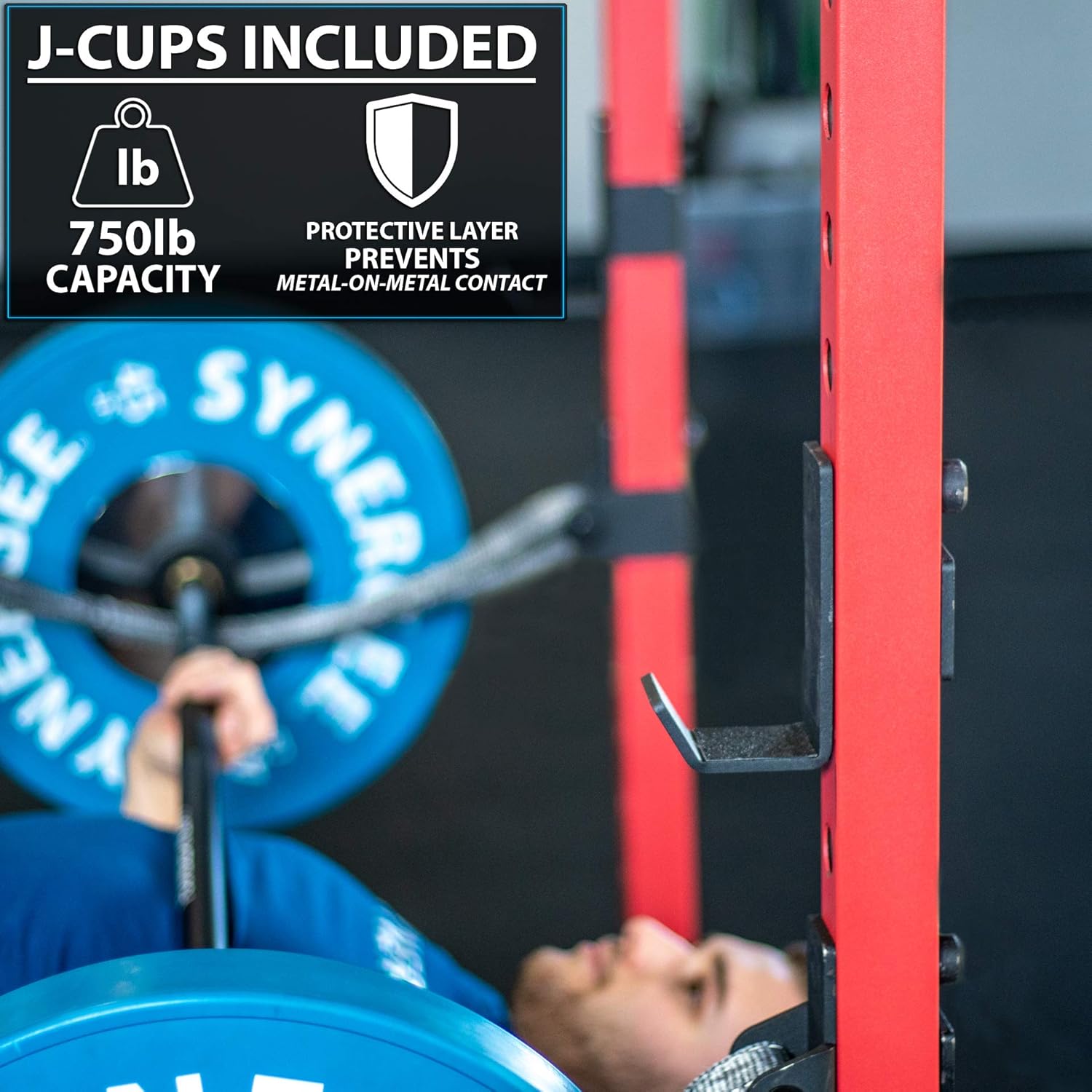 Synergee Power Rack with Pull Up Bar, Safety Straps and J-Cups. Free Standing Steel Workout Rig Squat Cage, Bench Press Rack with Max 750lb Capacity : Sports & Outdoors