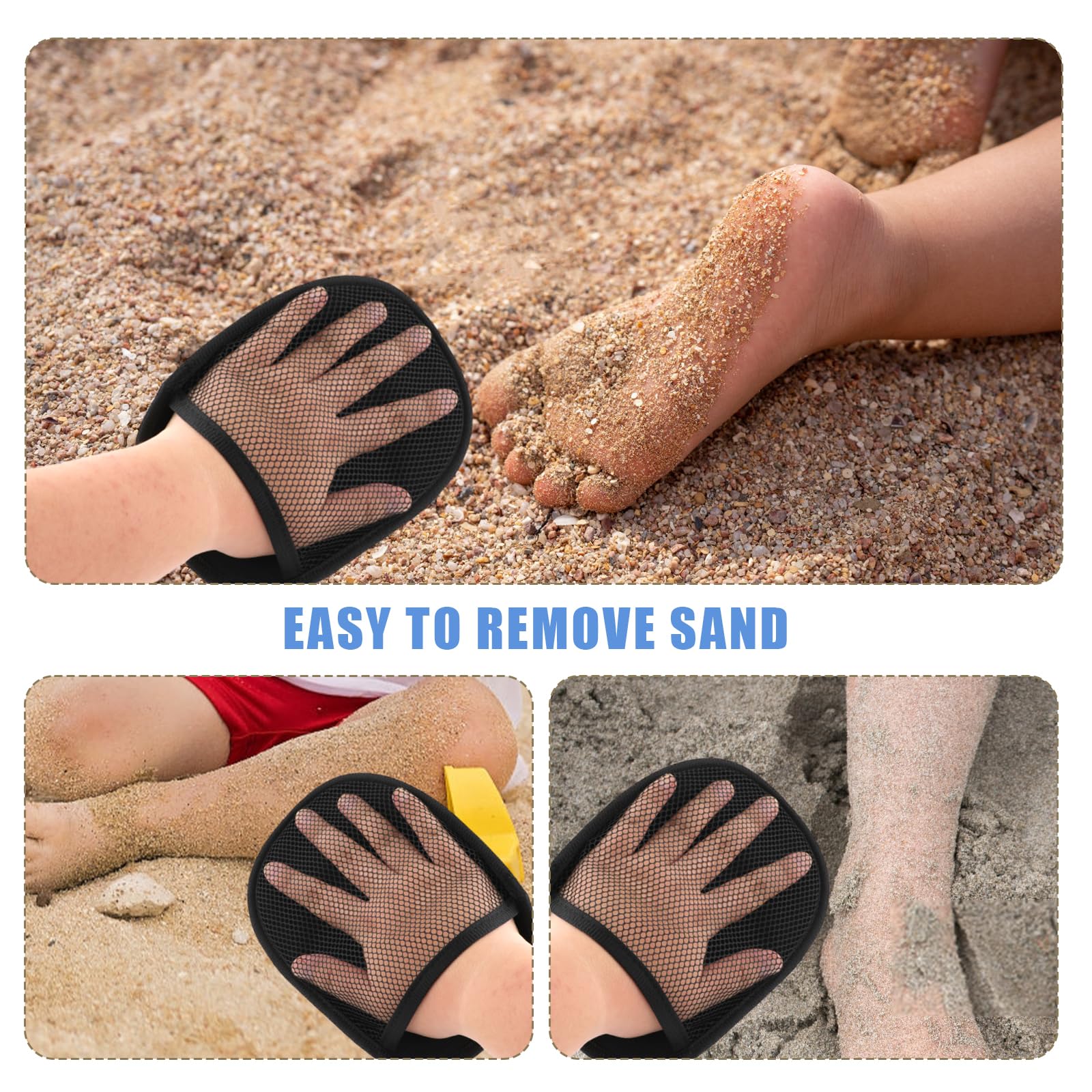 2pz Guanto per Sabbia, Guanto per Rimuovere la Sabbia Togli Mare Traspirante Sand Wipe off Mitt Pulisce la Pelle dei Bambini per Beach Volley Attività Acquatiche Ricreazione Sull'Oceano