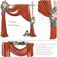 Vista 65 de Tela para envolver arco de boda, 4 paneles de 28 x 20 pies, cortinas de arco de boda rosa para ceremonia, cortinas de tela de gasa para cenador