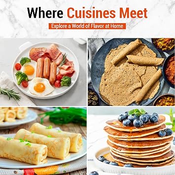 18.5” Electric Injera Maker, Mitad for Ethiopian Injera, Pancake Teff Maker, Electric Griddle with Lid, Non-Stick Surface, Easy to Clean, Adjustable Mechanical Knob Control, Even Heating