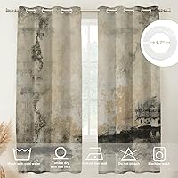 Vista 410 de Cenefas de cocina modernas con patrón de cobre marrón dorado para ventanas, cenefas opacas abstractas de marcas de arañazos y cortinas opacas