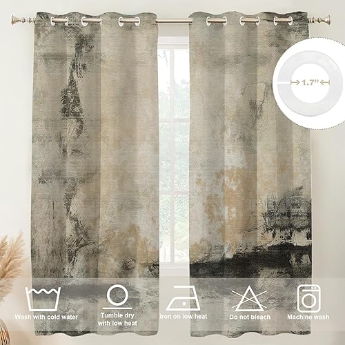 Miniatura 410 de Cenefas de cocina modernas con patrón de cobre marrón dorado para ventanas, cenefas opacas abstractas de marcas de arañazos y cortinas opacas