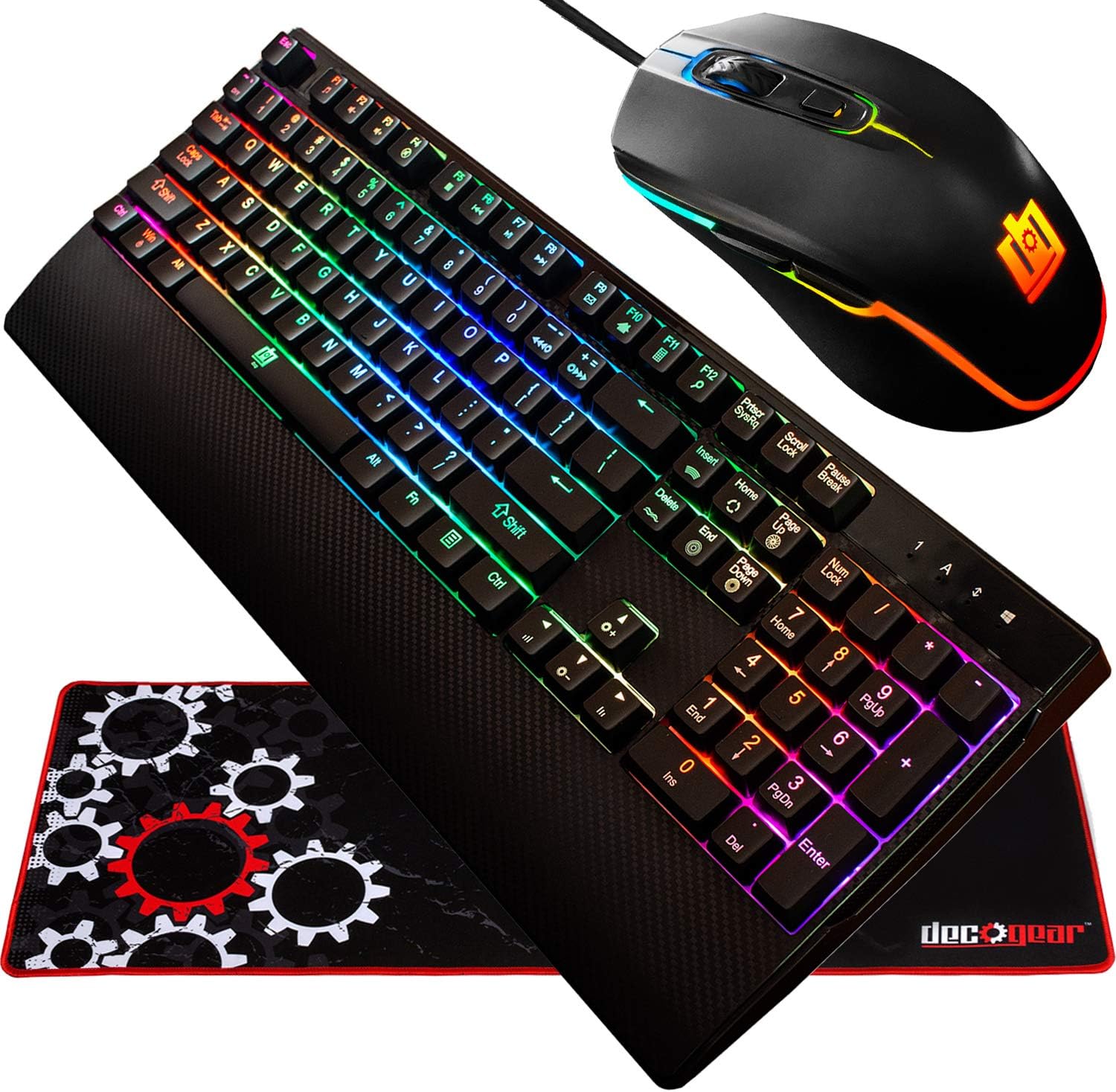 Gaming Accessory Bundle - Mechanical 18-Mode 104 Key RGB Keyboard with 11-Mode RGB Gaming Mouse and 32" x 12" Extended Mouse Pad