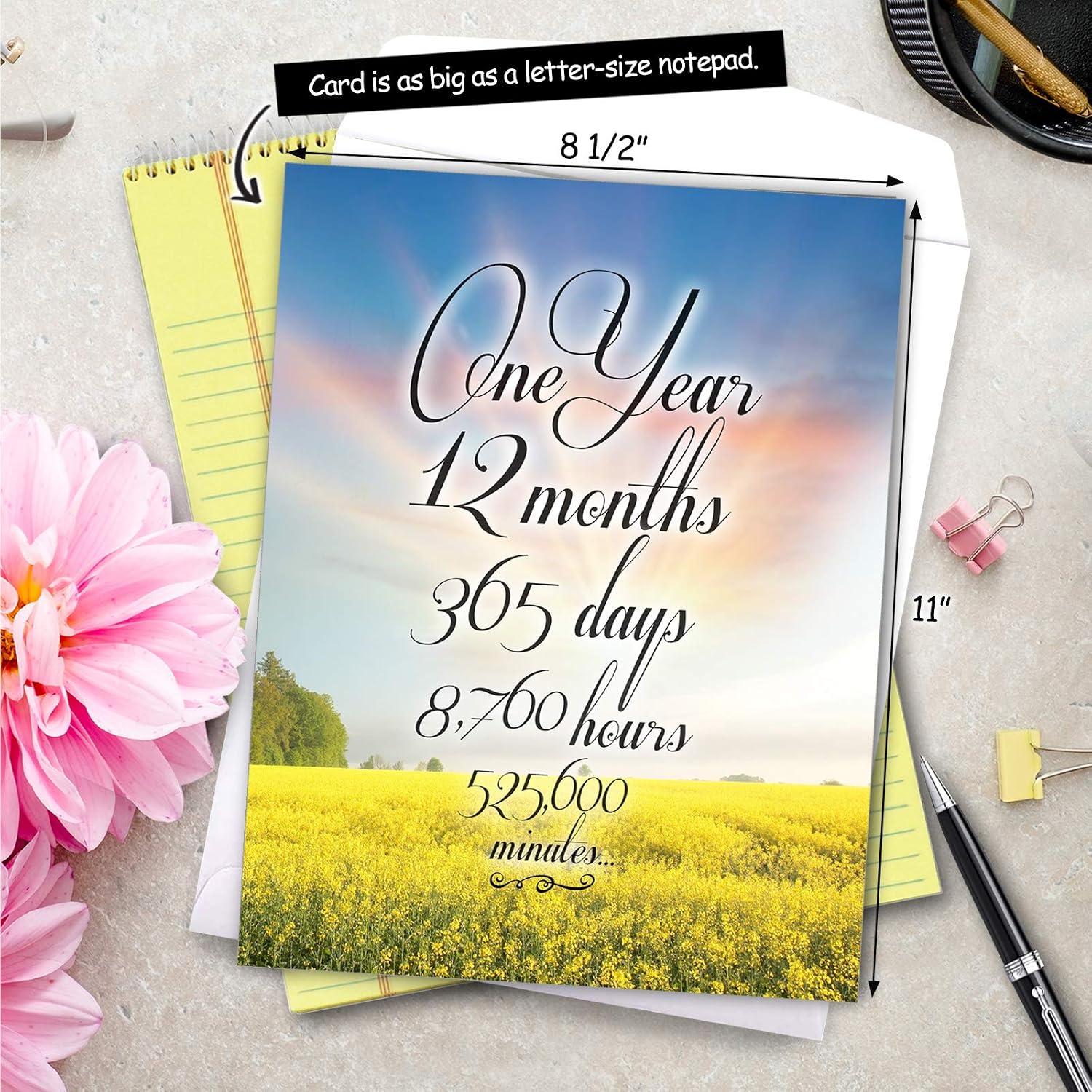 NobleWorks, 1 Year Anniversary Recovery Jumbo Greeting Card (8.5 x 11 Inch), Encouragement - Image 4
