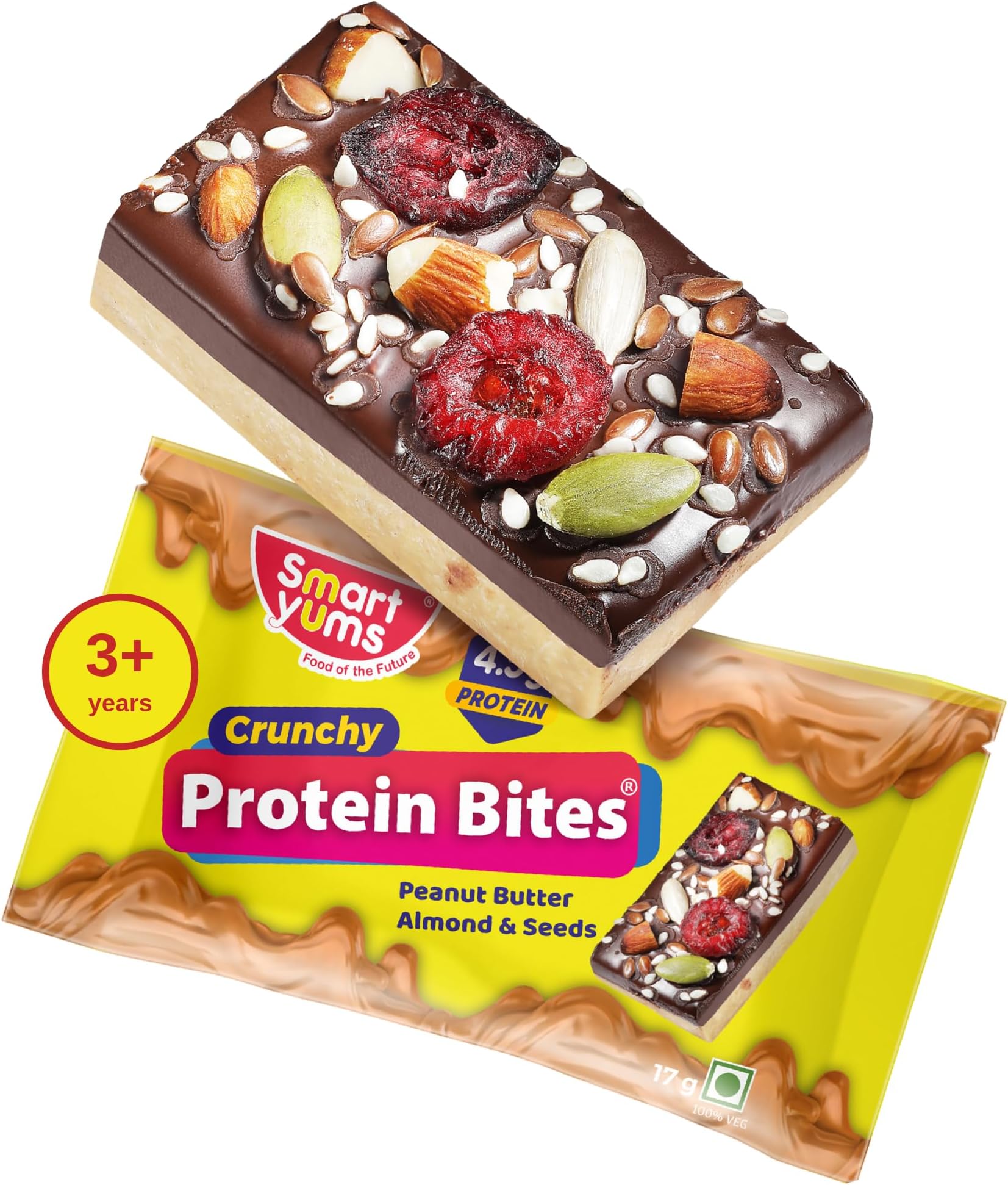 Protein Bites High Protein Bars For Active Kids (Pack Of 20) | 4.5g Plant Protein Per Bar | 81% Peanut Butter | Easy to Chew | Easy to Digest | No Artificial Sweeteners | No Whey | No Maida | Gluten