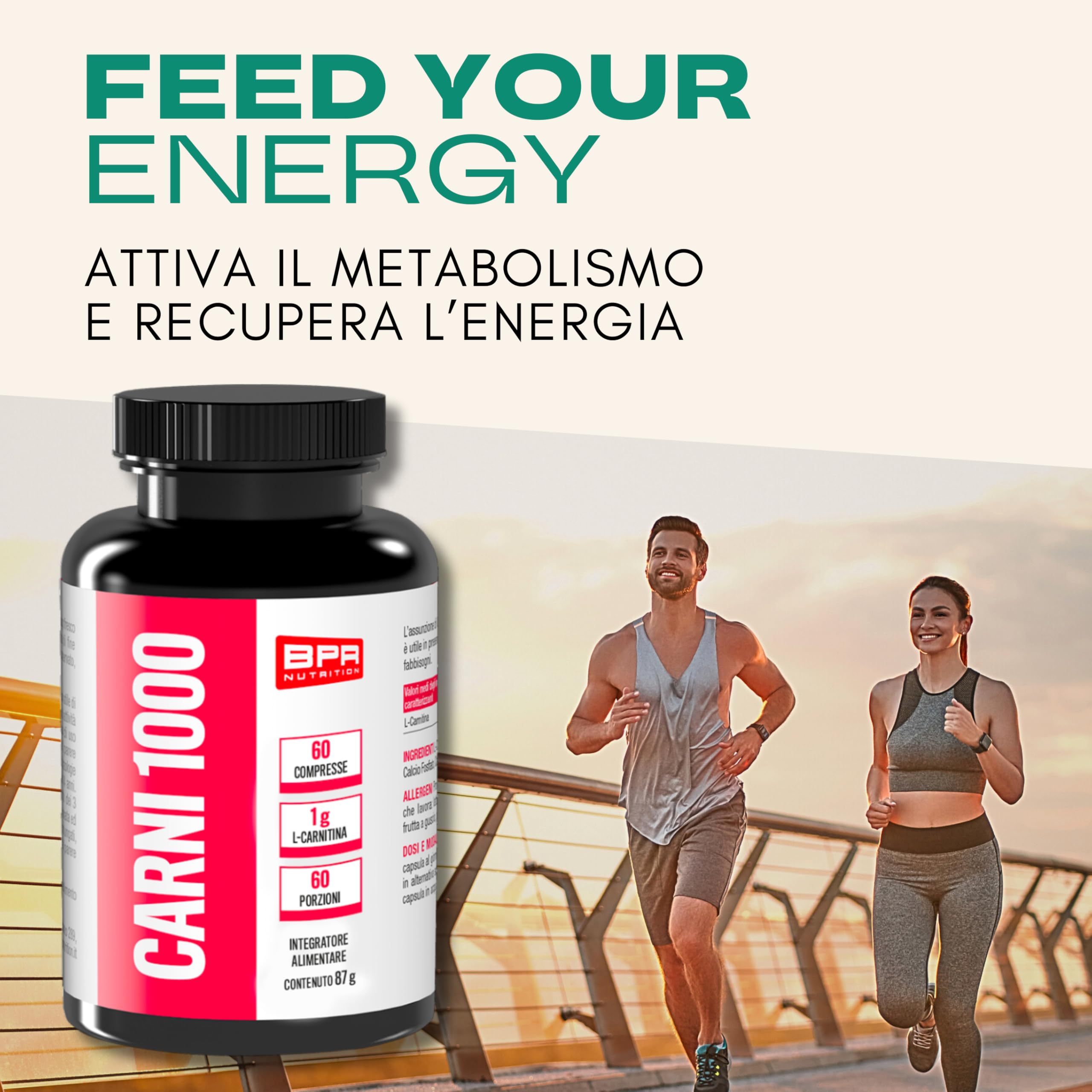 BPR Nutrition - Carni 1000 - Integratore di L- Carnitina in compresse