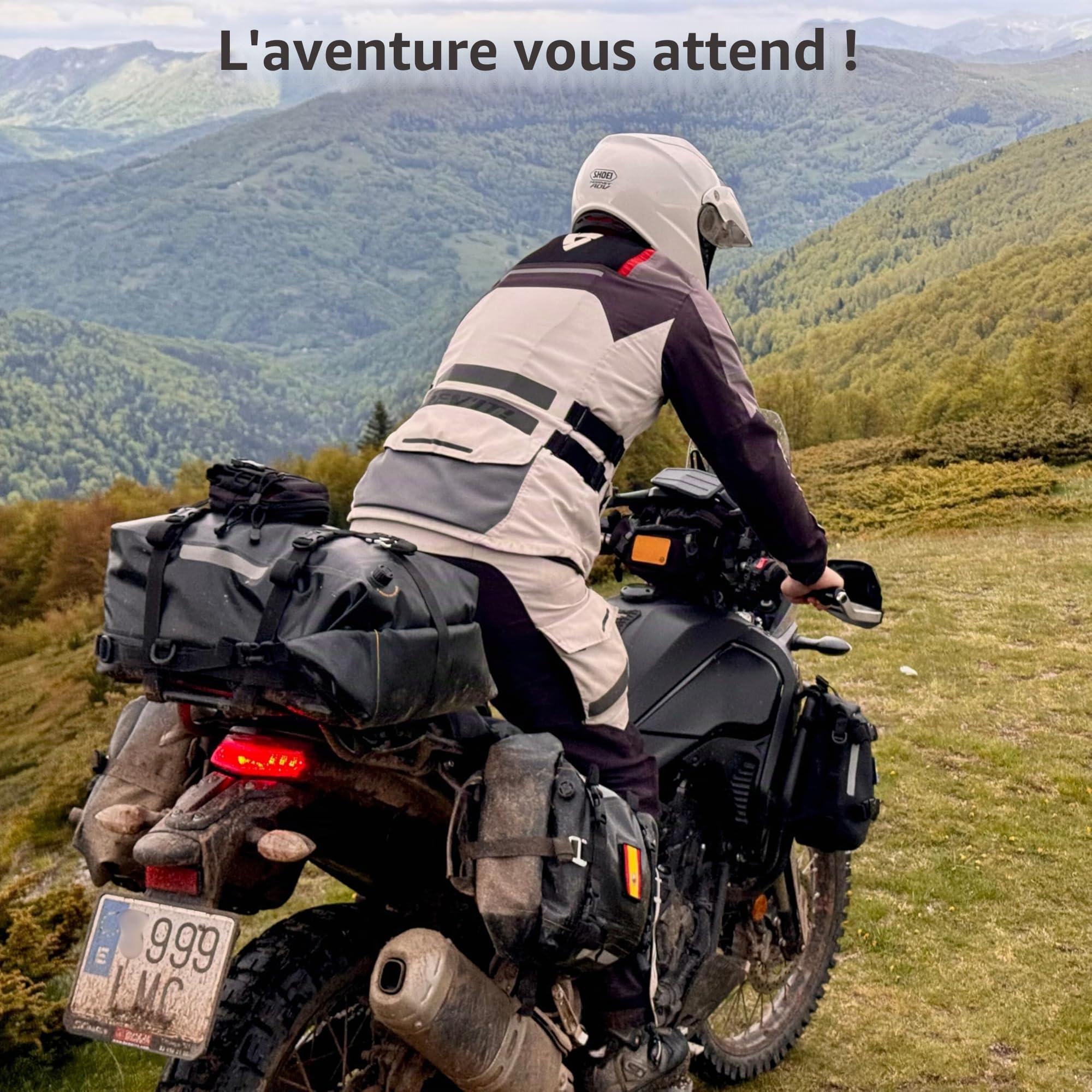 Odinsberg 15L Sacoche Étanche pour Moto | Sac de Selle, Crash Bar, Cavalières et Latérale | Sac à Dos Enduro et Vélo Bagages