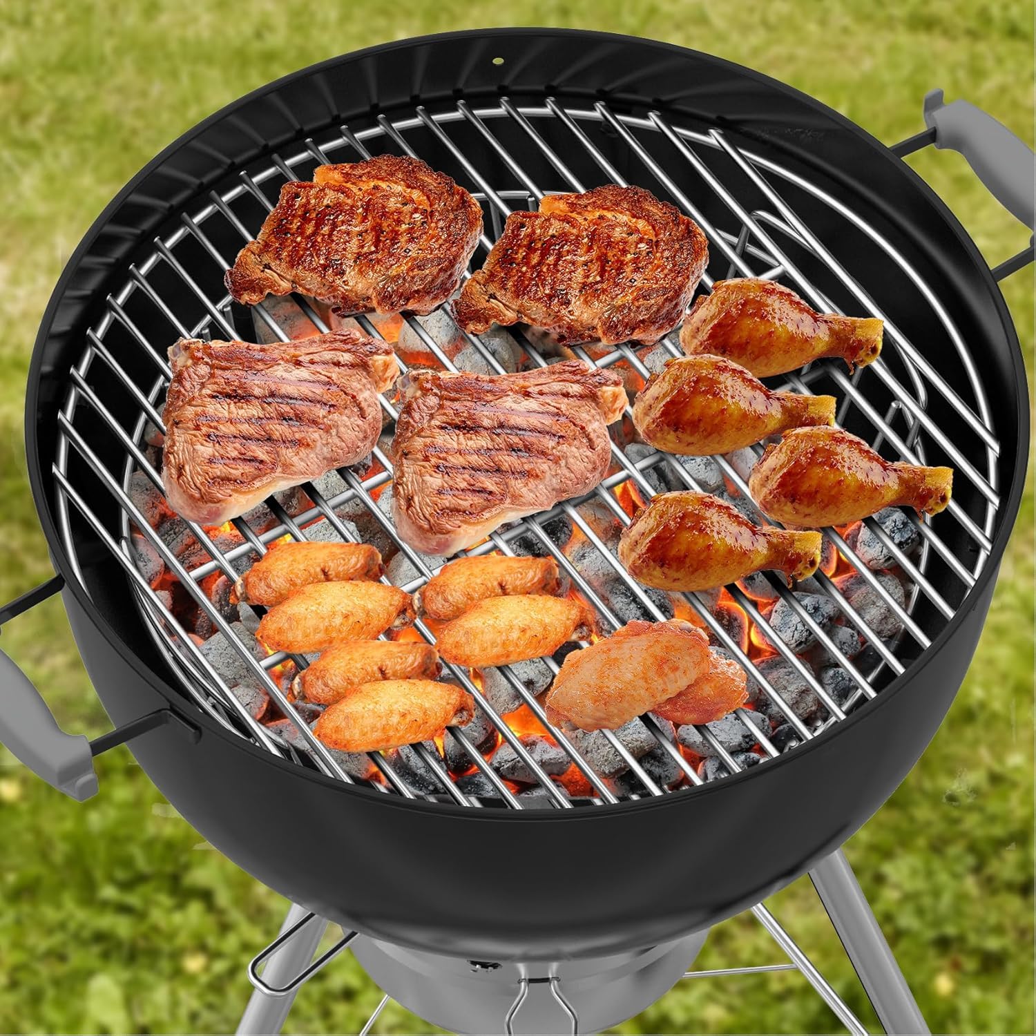 onlyfire Cestini per carbonella Cesto in Frassino carboncino, Barbecue Grill Cestino per Fuoco Acciaio Inossidabile Adatto 57 cm Weber griglia a Carbone per Cottura indiretta