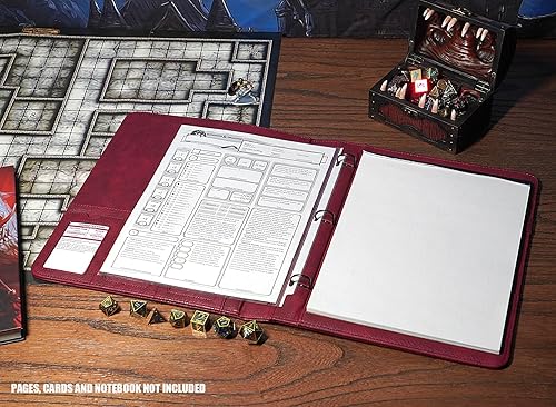 Miniatura 3 de Forged Dice Co. Game-Folio - Carpeta de piel sintética, carpeta de juegos para hojas de personajes DND con organizador de tarjetas hechizas DND y