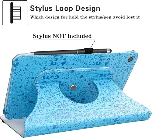 Miniatura 6 de LiuShan Funda giratoria compatible con LG G Pad 5, soporte de rotación de 360 grados, piel sintética con bonito patrón para tablet LG G Pad 5 10.1