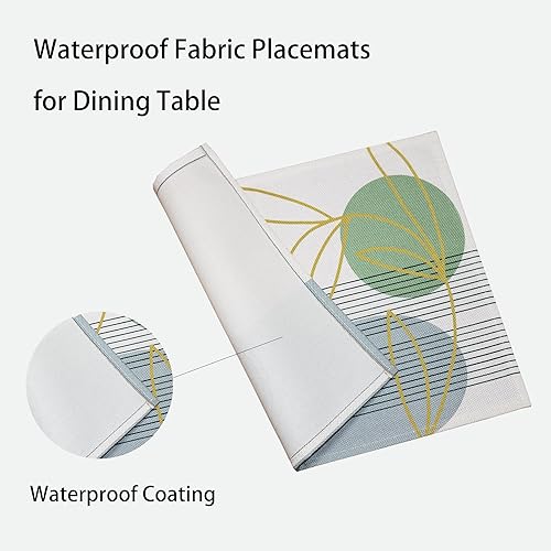 Miniatura 8 de Juego de 8 manteles individuales de tela de lino modernos de mediados de siglo, resistentes al calor, lavables a máquina, para cocina, comedor,