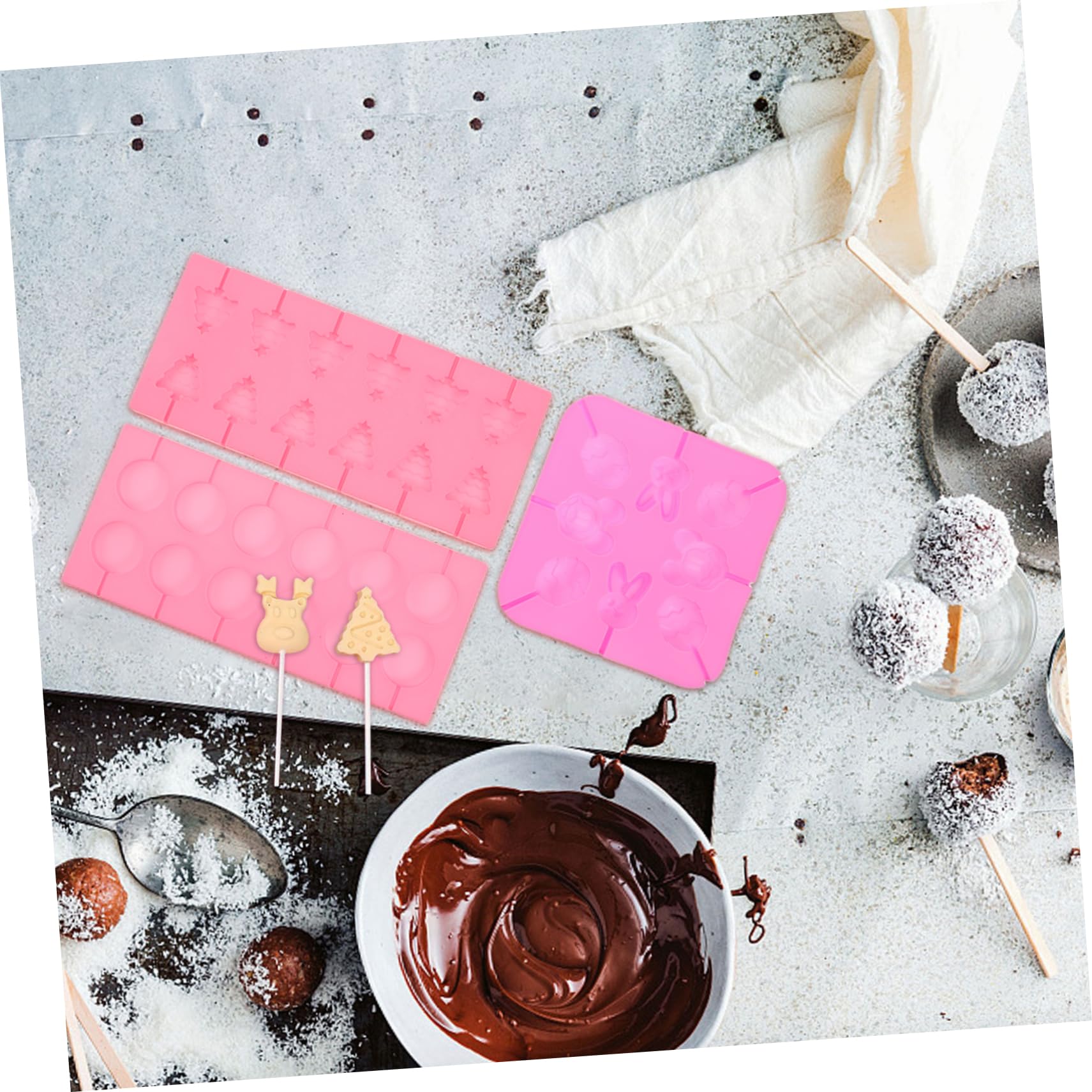 Moules à Chocolat en Silicone 1 Set Réutilisables pour Noël la Cuisine