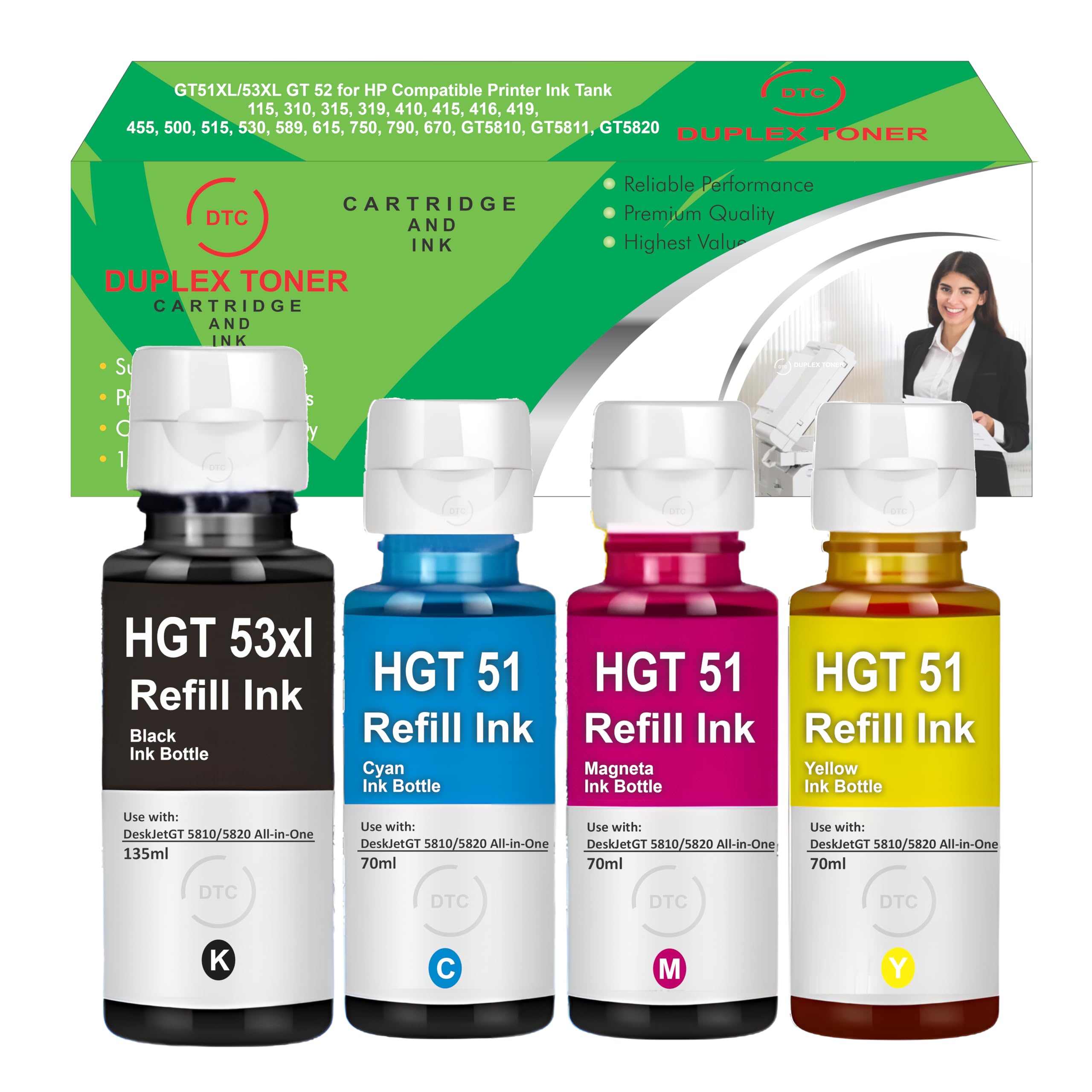 Duplex DTC Refill Ink for HP GT53XL & GT 52 for HP Ink Tank 115 310 315 319 410 415 416 419 455 500 515 520 525 530 589 615 750 790 670 GT5810 GT5811 GT5820 (GT53 + GT52 Set) (B0D6BZLVZ7) Amazon Price History, Amazon Price Tracker
