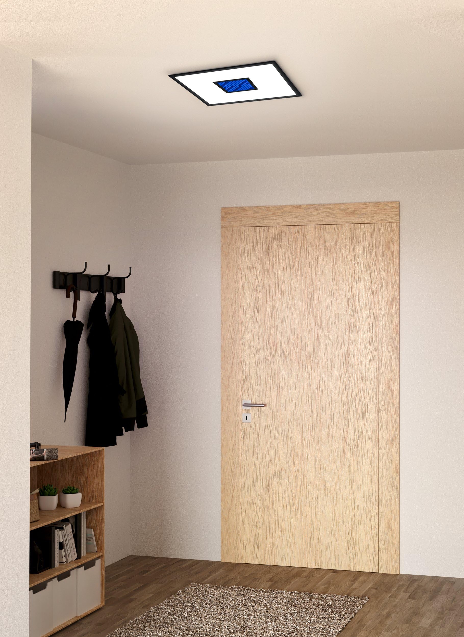 Eglo LED plafón Bordonara, luz regulable con mando a distancia, lámpara | de techo cuadrada metálica negro y plástico blanco, iluminación blanco-cálido – blanco-frío, RGB, 45x45 cm