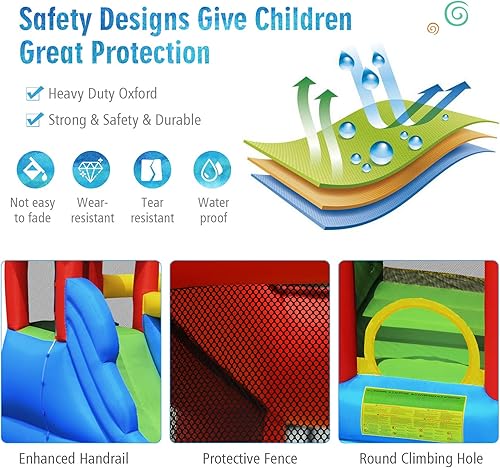 Miniatura 3 de BOUNTECH Tobogán acuático inflable, 7 en 1, casa de rebote para niños, diversión al aire libre con puerta de fútbol, soplador GFCI de 750 W,