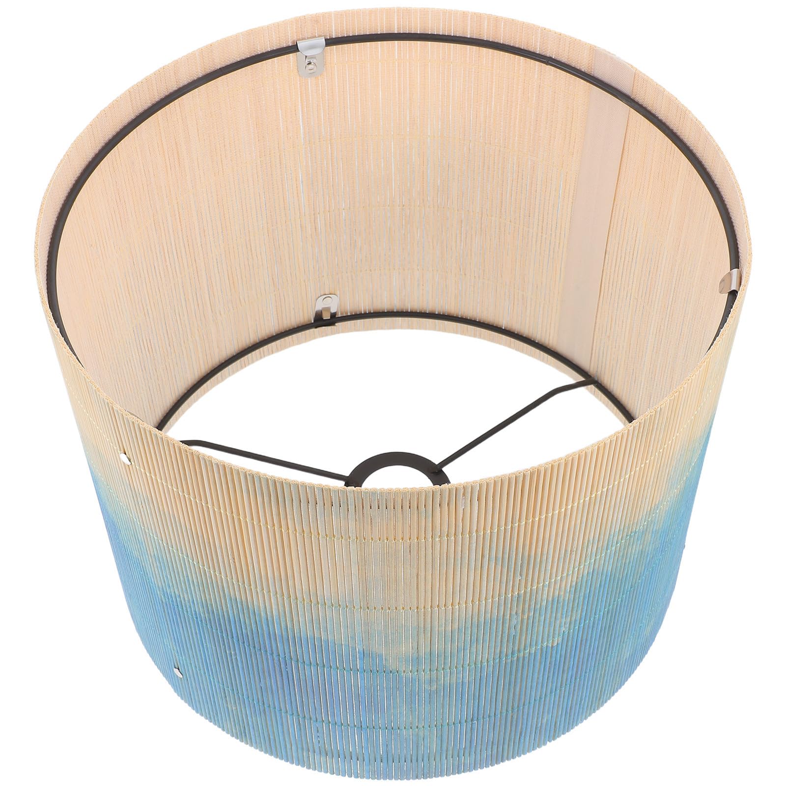 Blue Bamboo Hanging Lampshade for E27 Bulbs, Printed Decor
